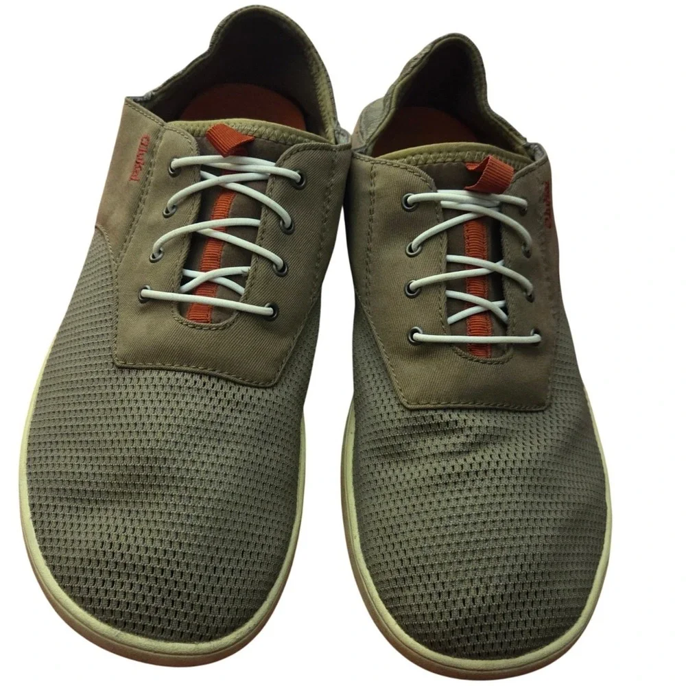 OluKai Nohea Moku Mens 10.5 Olive Green Clay Mesh Boat Shoes 10283-RK13